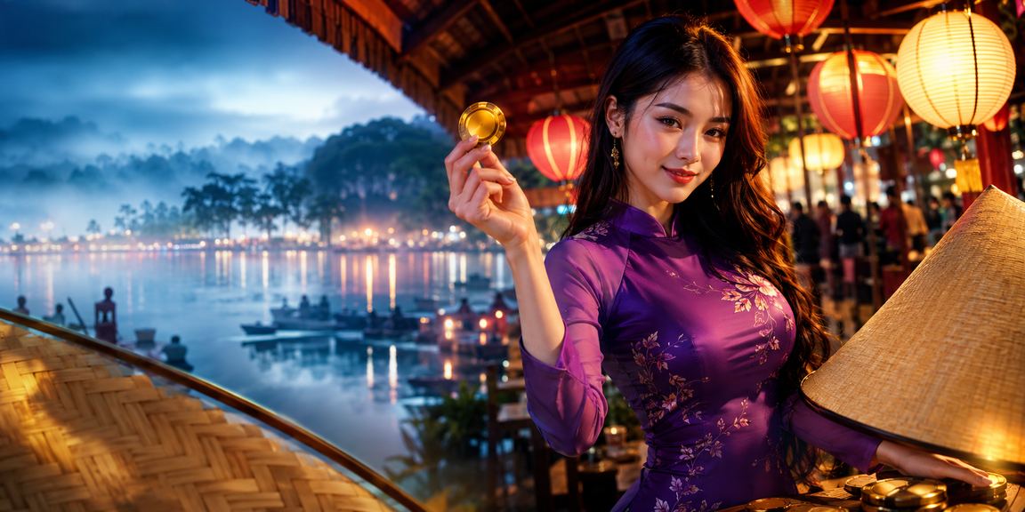Người chơi bài tại Đà Lạt với nón lá gợi nhớ hương vị Việt Nam
